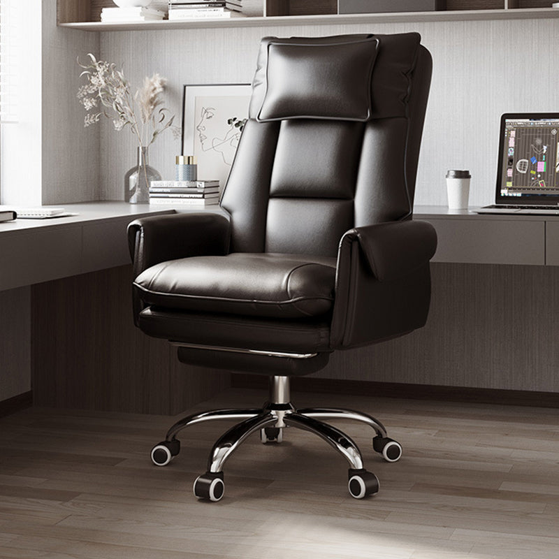 Ergonomic Adjustable Office Chair with Faux Leather & Metal Base