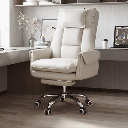 Ergonomic Adjustable Office Chair with Faux Leather & Metal Base