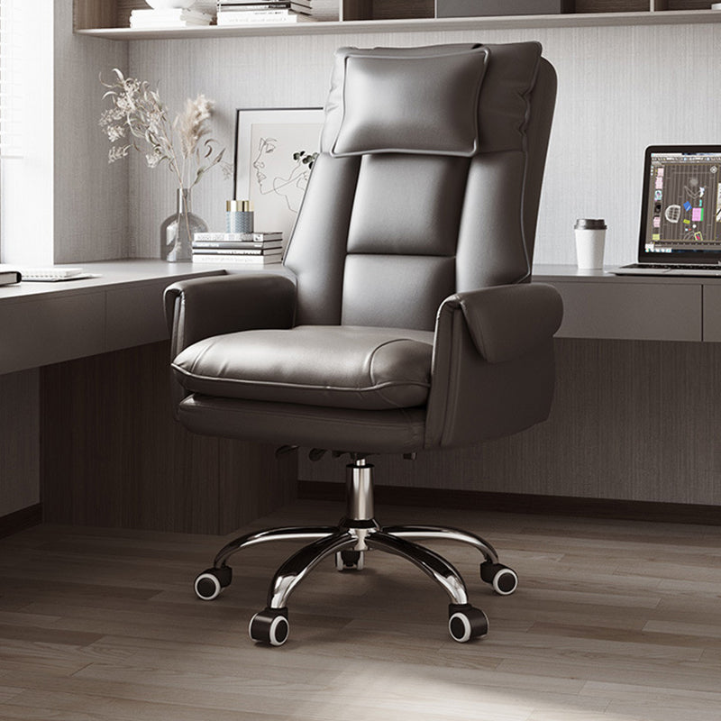 Ergonomic Adjustable Office Chair with Faux Leather & Metal Base