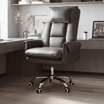 Ergonomic Adjustable Office Chair with Faux Leather & Metal Base