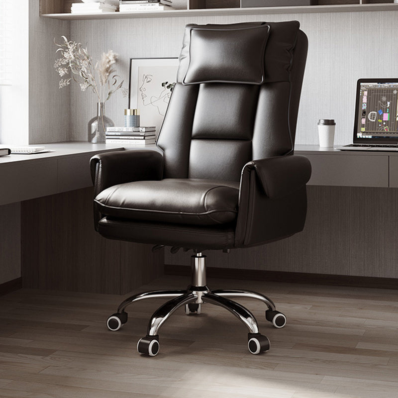 Ergonomic Adjustable Office Chair with Faux Leather & Metal Base