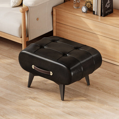 Stylish Low Rectangular Seat with Leather and Sturdy Frame