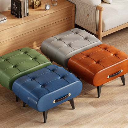 Stylish Low Rectangular Seat with Leather and Sturdy Frame
