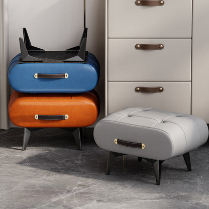 Stylish Low Rectangular Seat with Leather and Sturdy Frame