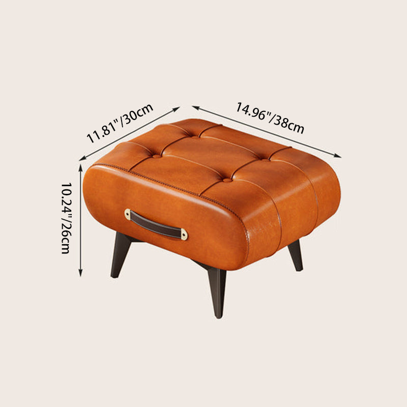 Stylish Low Rectangular Seat with Leather and Sturdy Frame