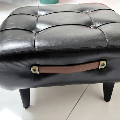 Stylish Low Rectangular Seat with Leather and Sturdy Frame