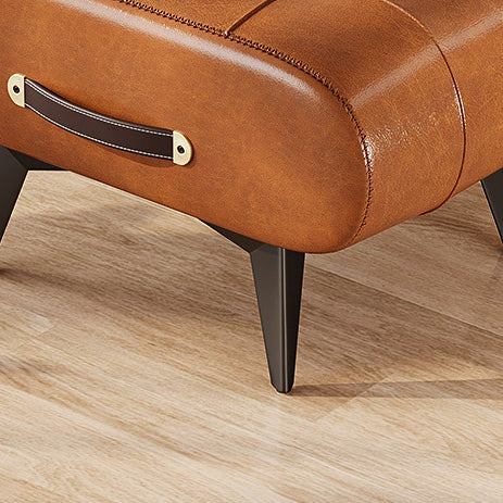 Stylish Low Rectangular Seat with Leather and Sturdy Frame