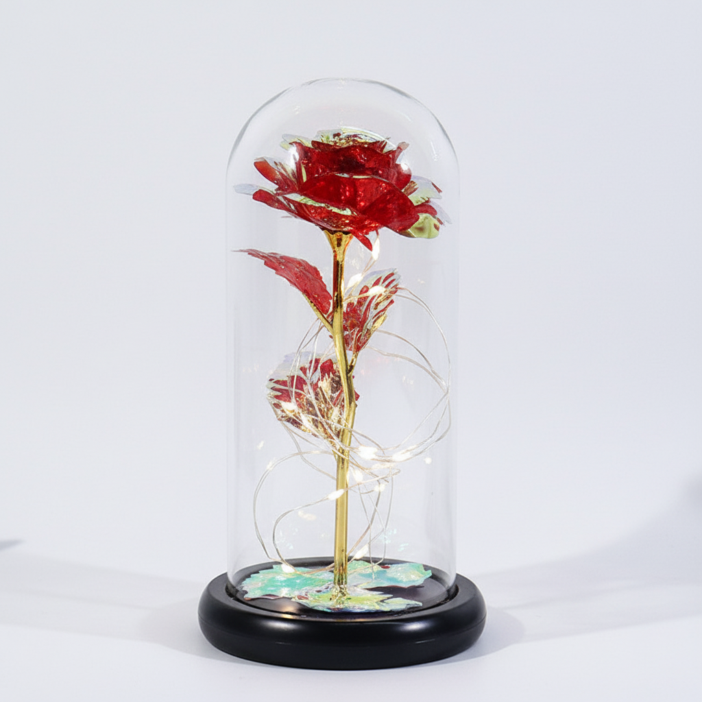 Elegant Glass Dome Rose Display - Perfect for Gifting