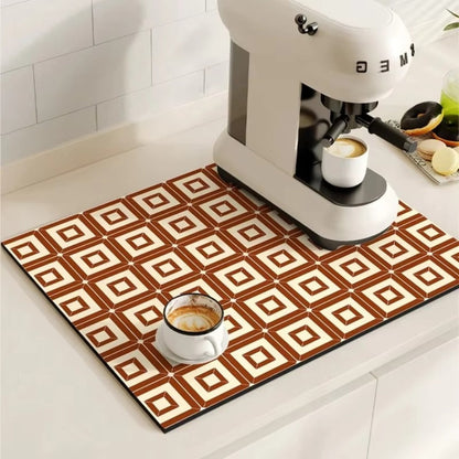 Charming Vintage Coffee Mat for a Tidy Kitchen Space