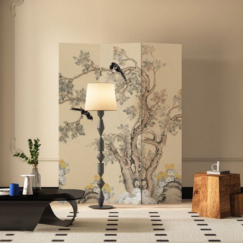 Elegant Folding Screen with Nature-Inspired Artwork