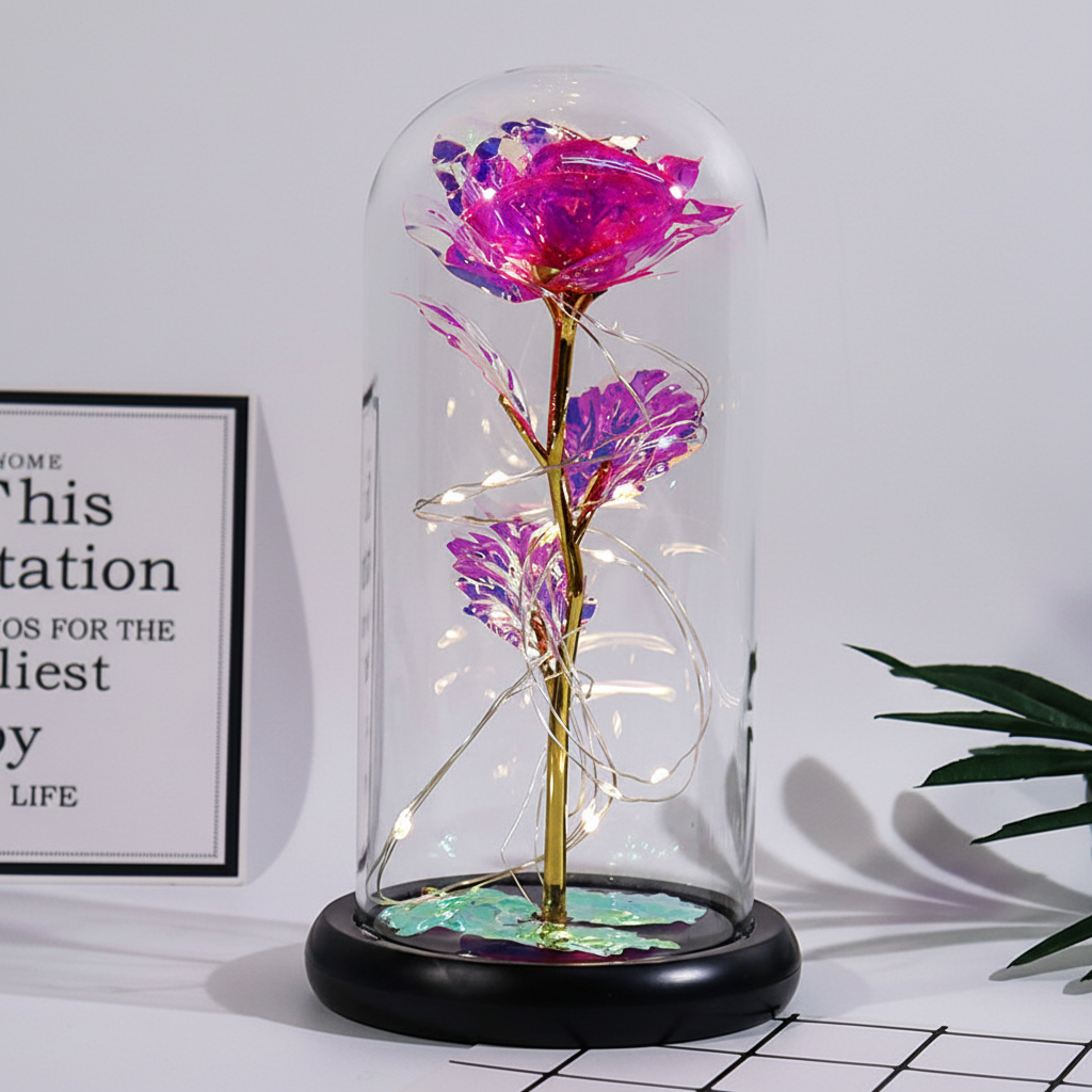 Elegant Glass Dome Rose Display - Perfect for Gifting