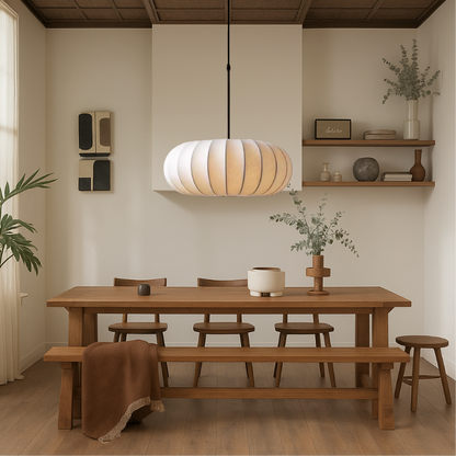 Textured Fabric Pendant Light – Elegant Round Design