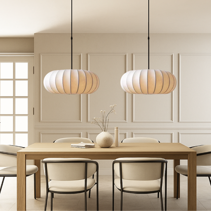 Textured Fabric Pendant Light – Elegant Round Design