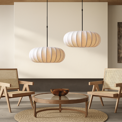 Textured Fabric Pendant Light – Elegant Round Design
