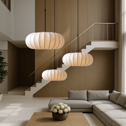 Textured Fabric Pendant Light – Elegant Round Design