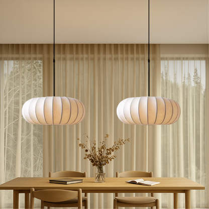 Textured Fabric Pendant Light – Elegant Round Design