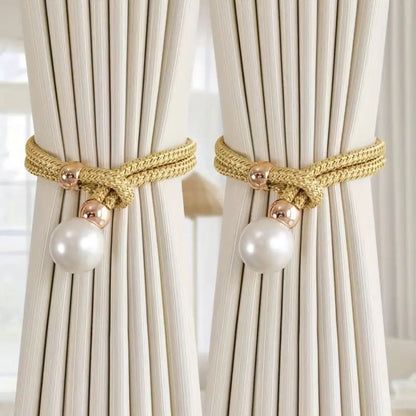 Chic Adjustable Curtain Holdbacks with Pearl Detailing - 2 Pack