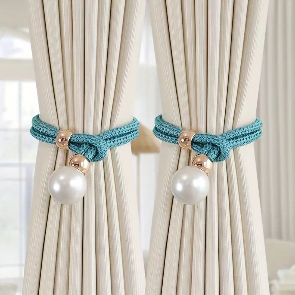 Chic Adjustable Curtain Holdbacks with Pearl Detailing - 2 Pack