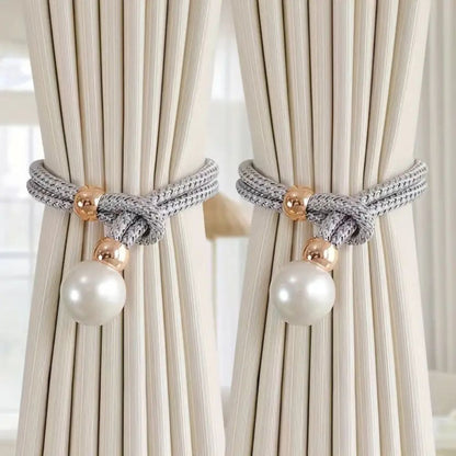 Chic Adjustable Curtain Holdbacks with Pearl Detailing - 2 Pack