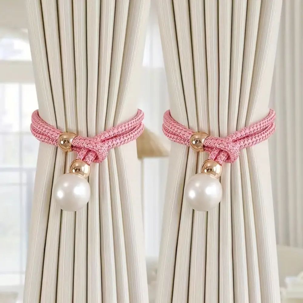 Chic Adjustable Curtain Holdbacks with Pearl Detailing - 2 Pack