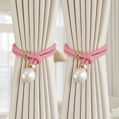 Chic Adjustable Curtain Holdbacks with Pearl Detailing - 2 Pack