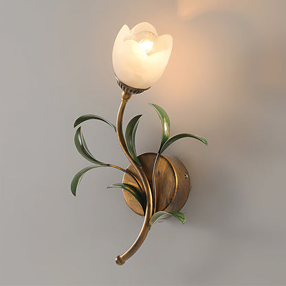 Vintage-Inspired Floral Glass Wall Light Fixture