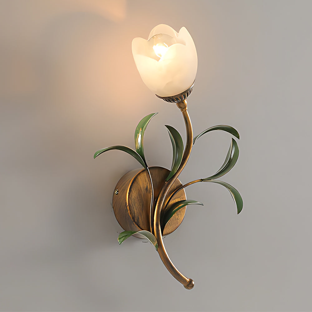 Vintage-Inspired Floral Glass Wall Light Fixture