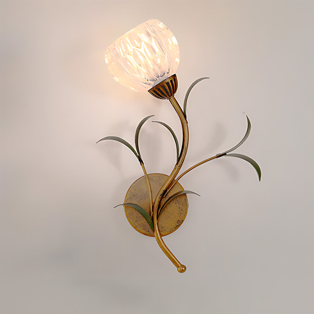 Vintage-Inspired Floral Glass Wall Light Fixture