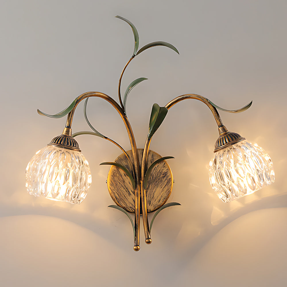 Vintage-Inspired Floral Glass Wall Light Fixture