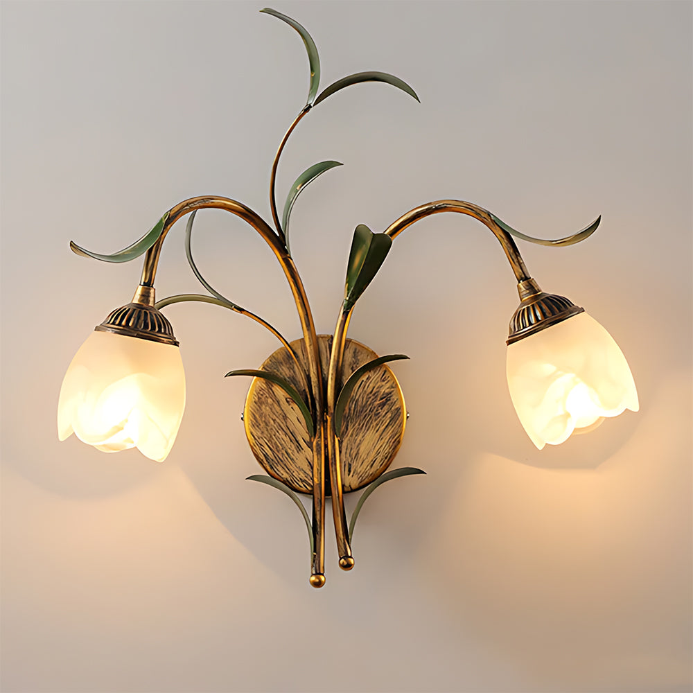 Vintage-Inspired Floral Glass Wall Light Fixture