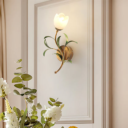 Vintage-Inspired Floral Glass Wall Light Fixture