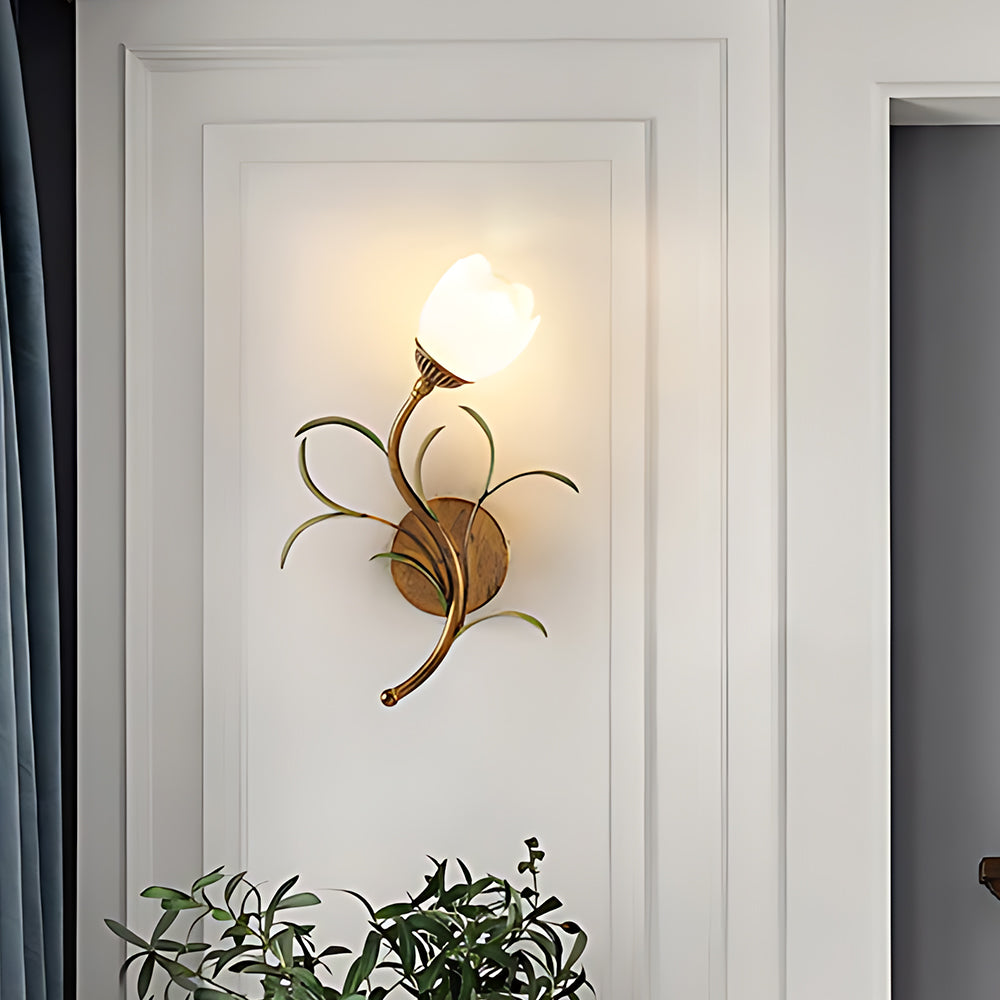 Vintage-Inspired Floral Glass Wall Light Fixture