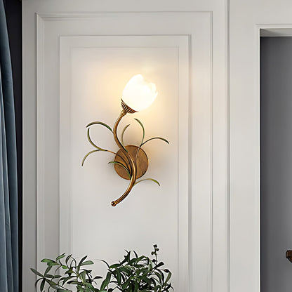 Vintage-Inspired Floral Glass Wall Light Fixture