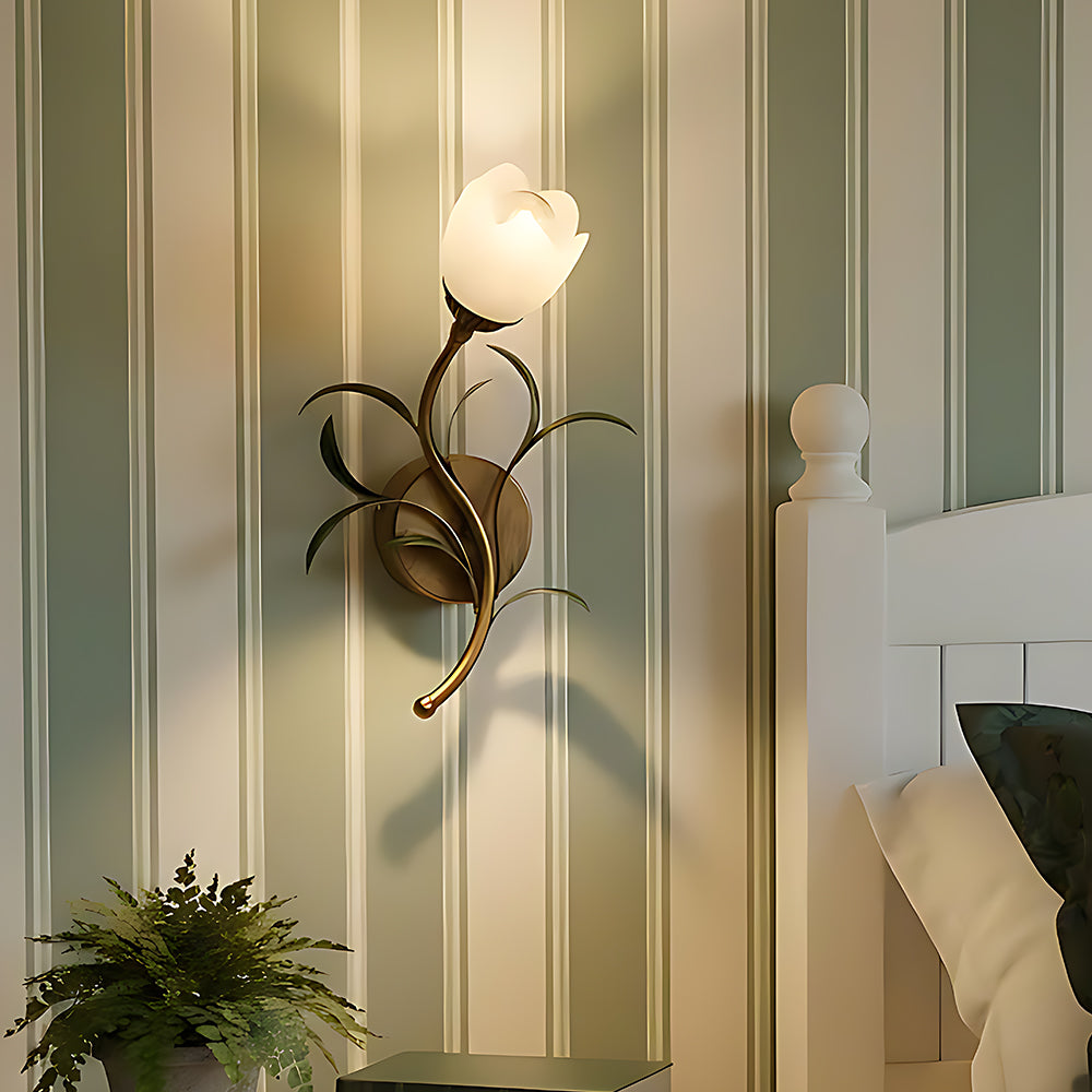 Vintage-Inspired Floral Glass Wall Light Fixture