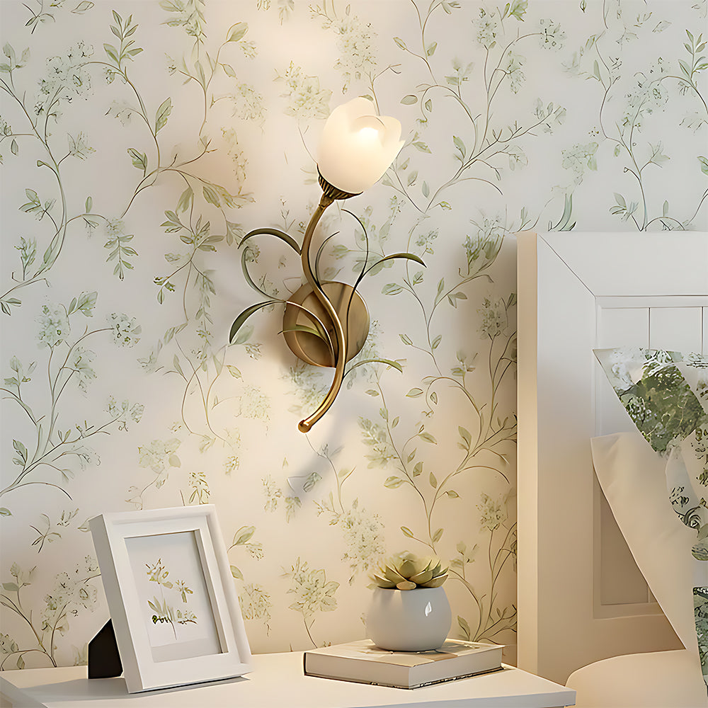 Vintage-Inspired Floral Glass Wall Light Fixture