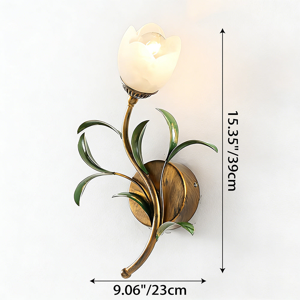 Vintage-Inspired Floral Glass Wall Light Fixture