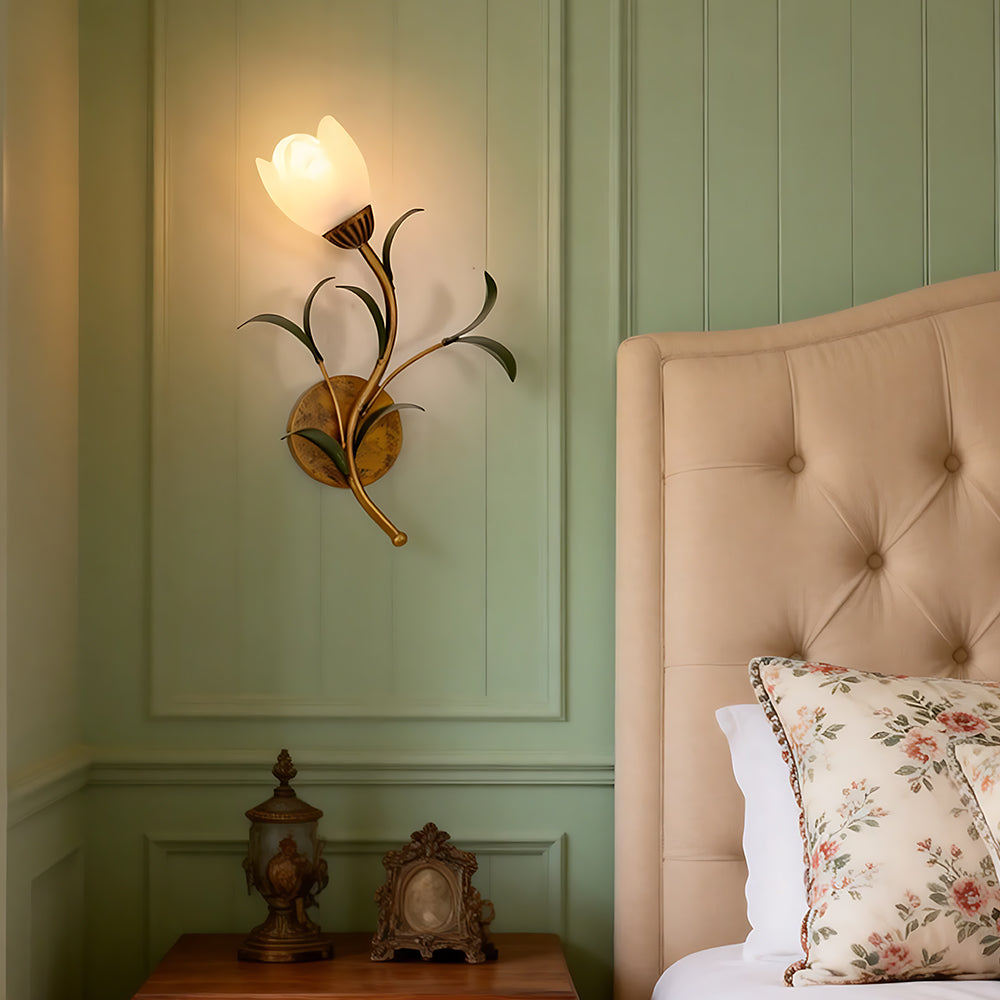 Vintage-Inspired Floral Glass Wall Light Fixture