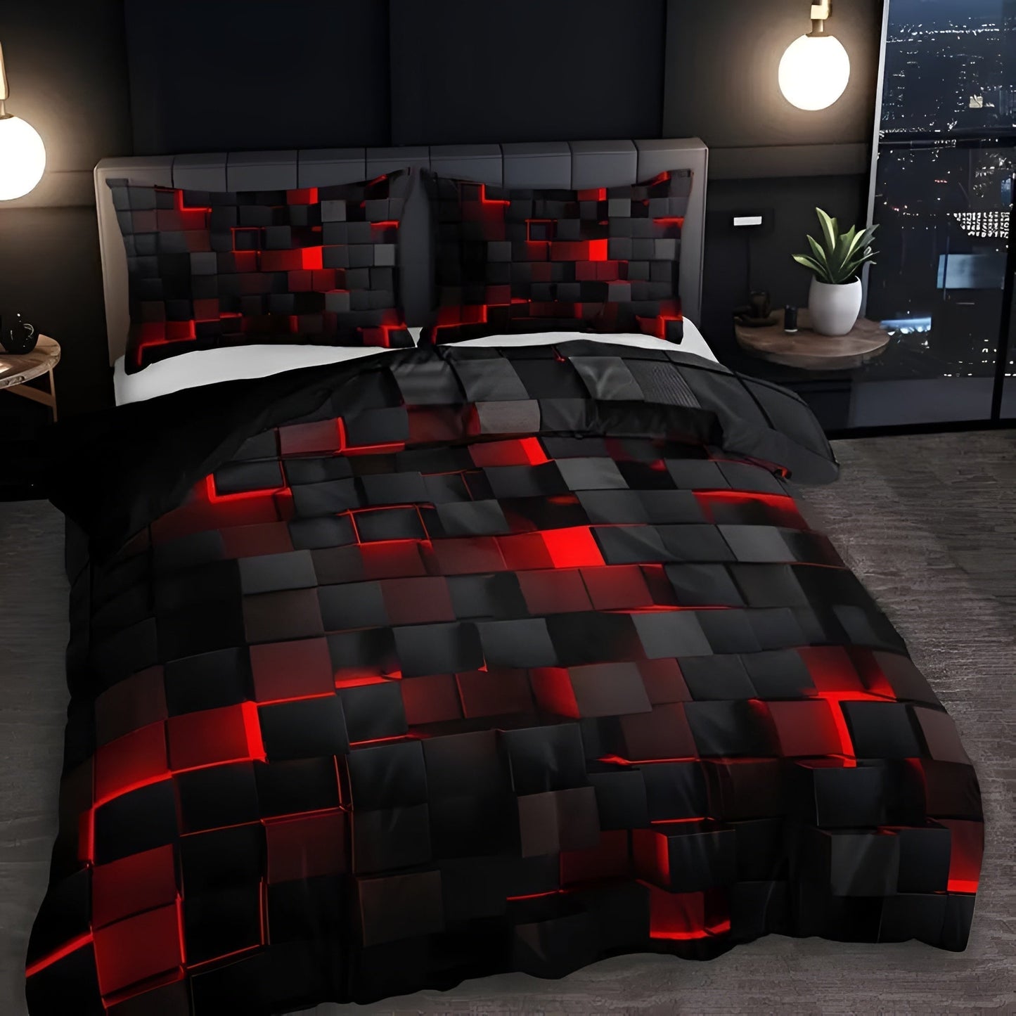 Stylish 3D Geometric Duvet Cover Set for Year-Round Comfort