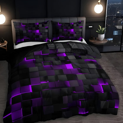 Stylish 3D Geometric Duvet Cover Set for Year-Round Comfort