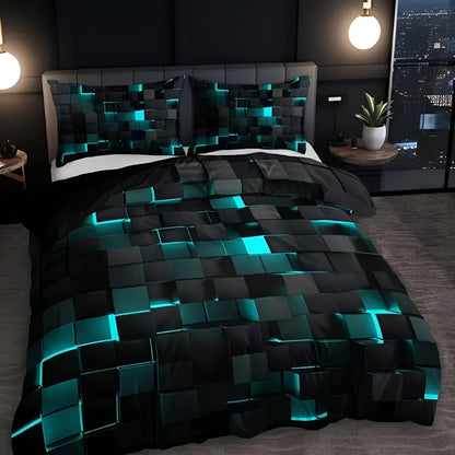 Stylish 3D Geometric Duvet Cover Set for Year-Round Comfort