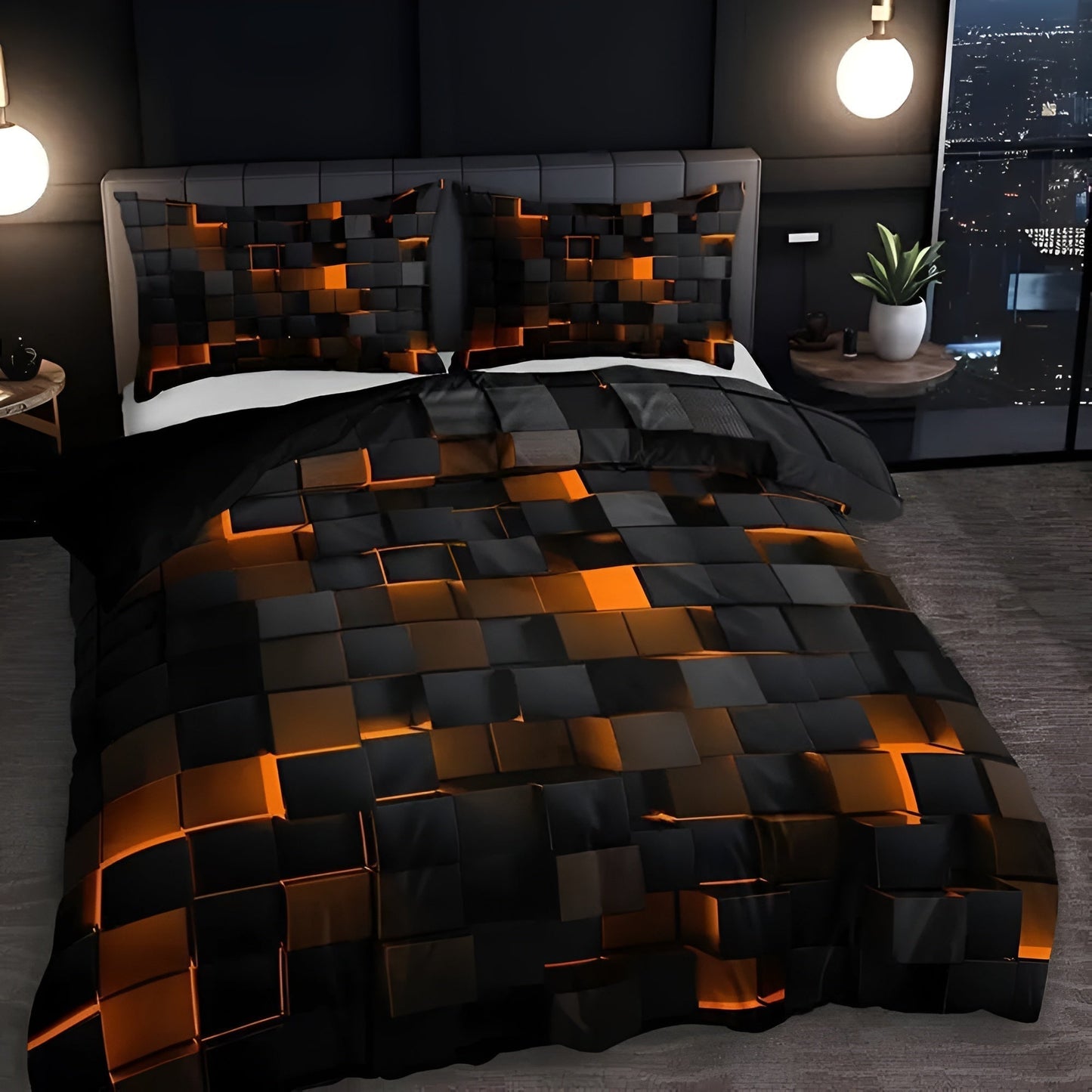 Stylish 3D Geometric Duvet Cover Set for Year-Round Comfort