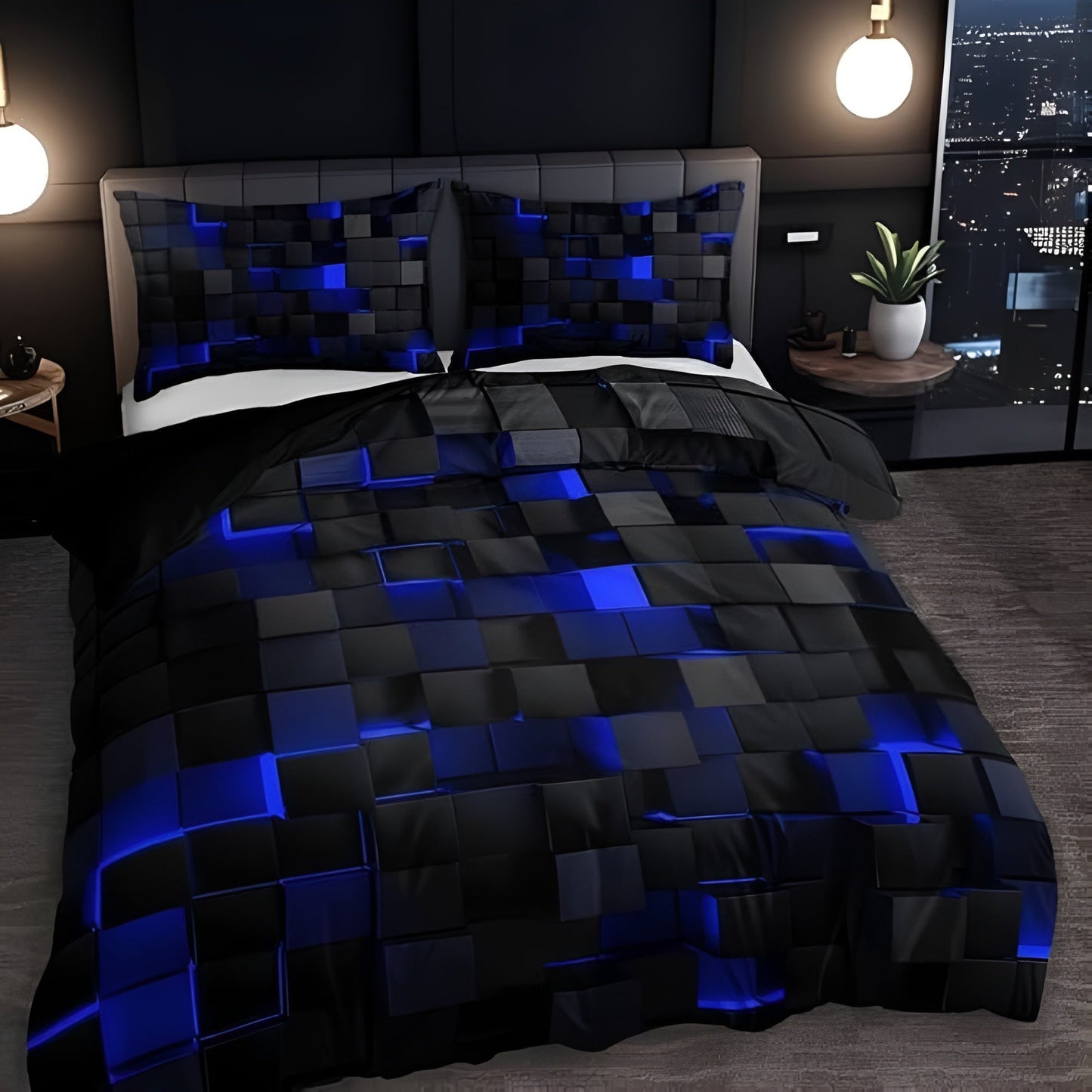 Stylish 3D Geometric Duvet Cover Set for Year-Round Comfort