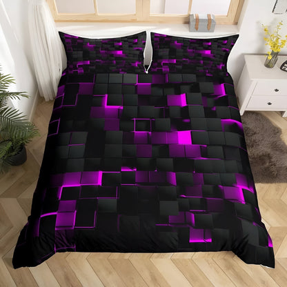 Stylish 3D Geometric Duvet Cover Set for Year-Round Comfort