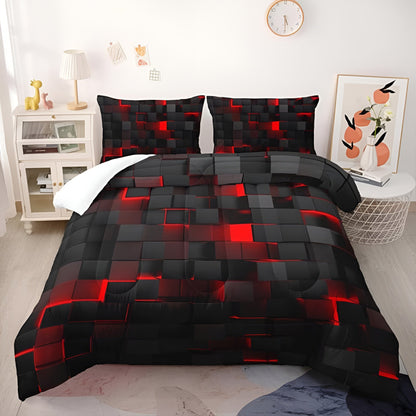 Stylish 3D Geometric Duvet Cover Set for Year-Round Comfort