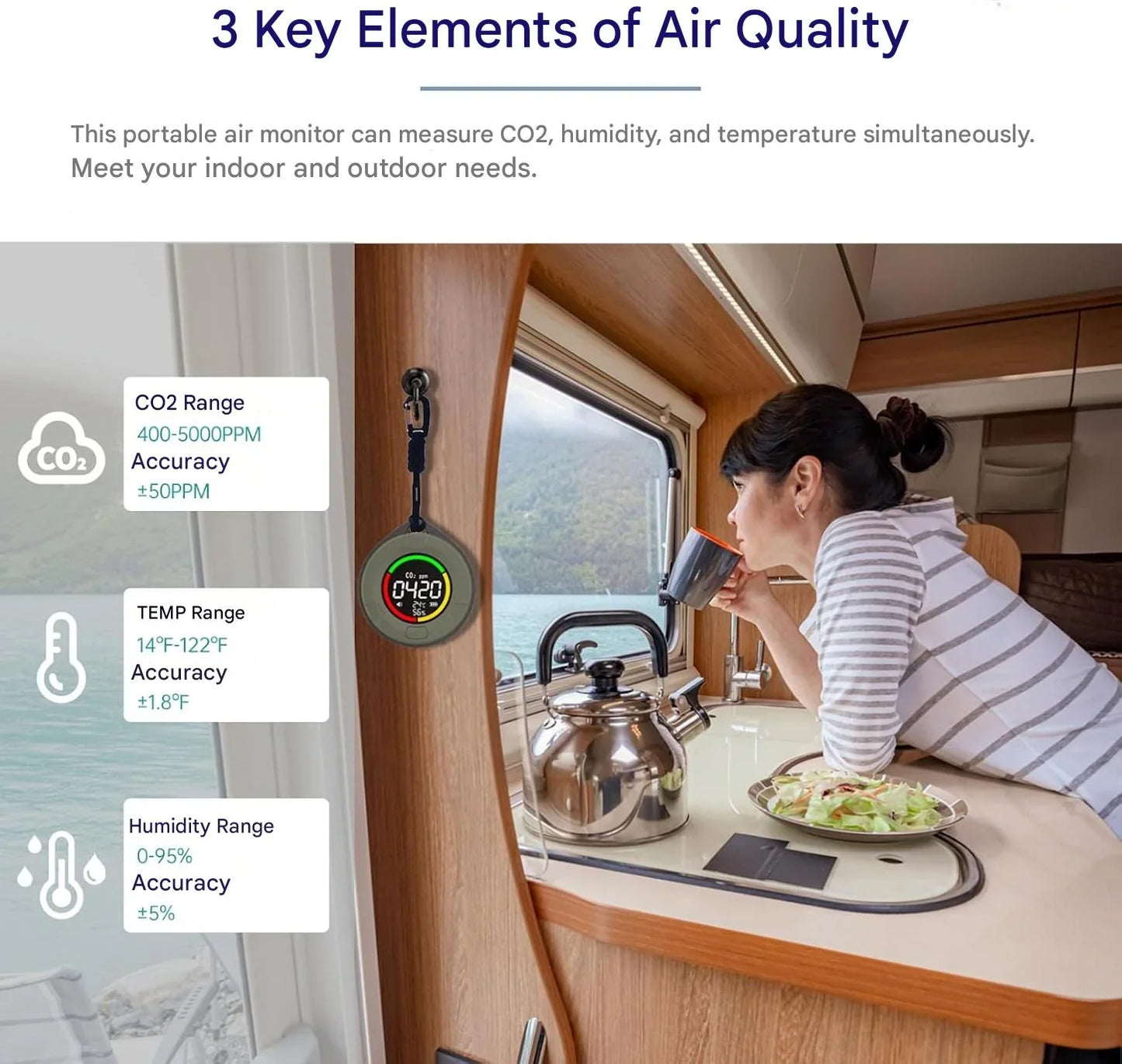 Mobile Air Quality Sensor with Rechargeable Battery