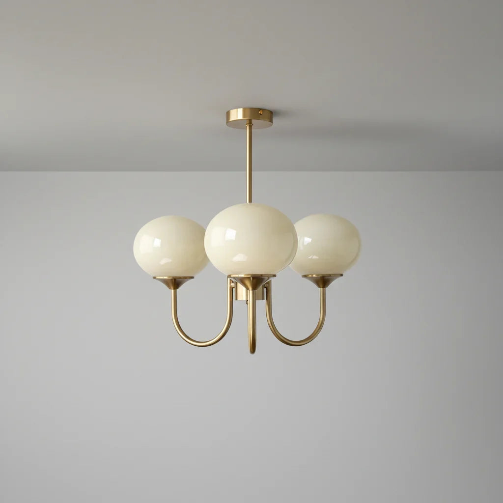 Elegant Pink Glass Ceiling Lamp with Gold Accents