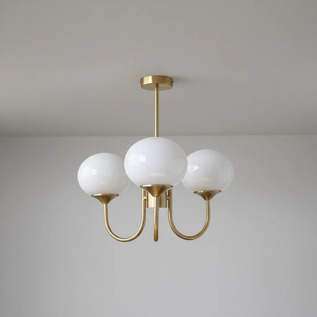 Elegant Pink Glass Ceiling Lamp with Gold Accents