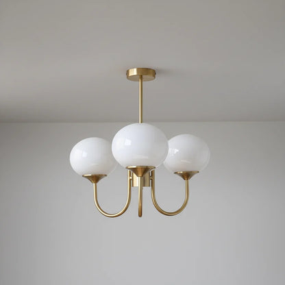 Elegant Pink Glass Ceiling Lamp with Gold Accents