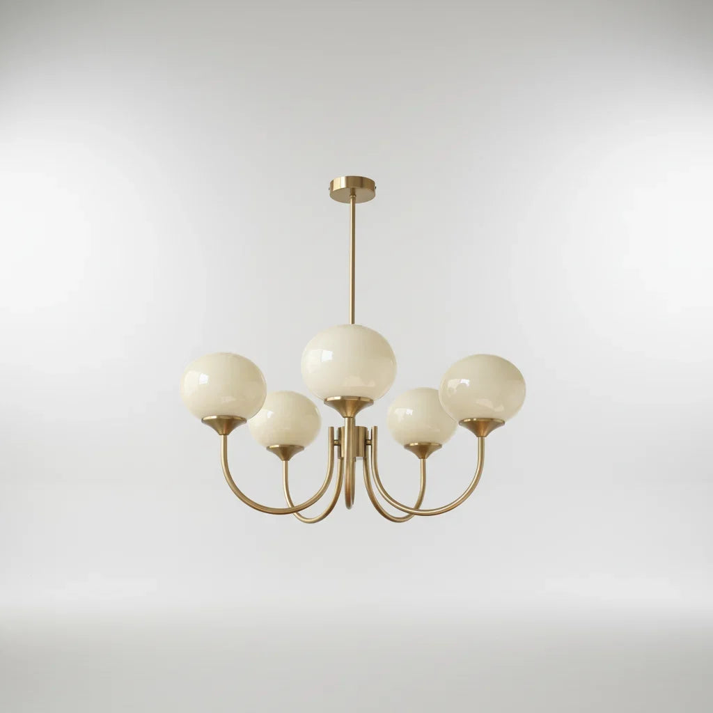 Elegant Pink Glass Ceiling Lamp with Gold Accents