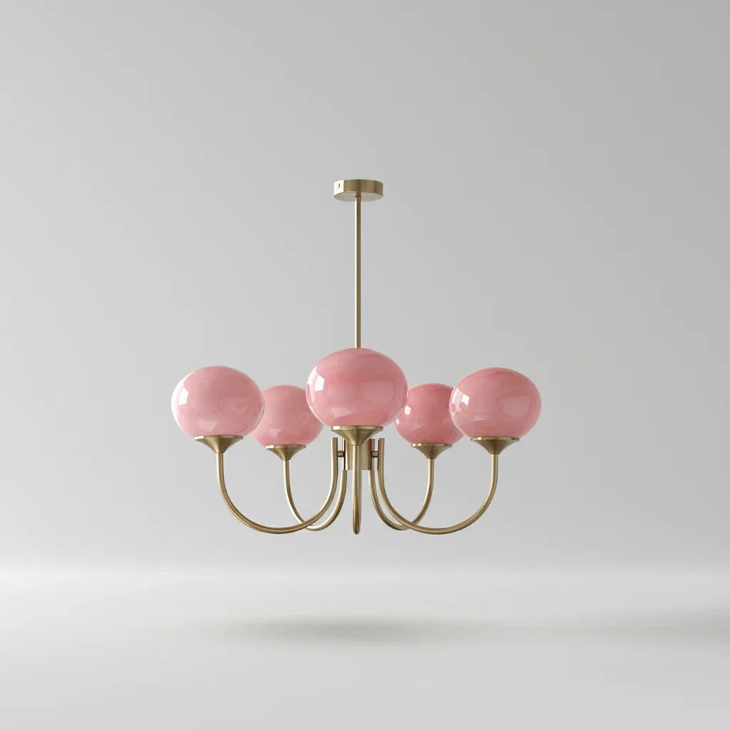 Chic Pastel Pink Ceiling Fixture with Gold Accents
